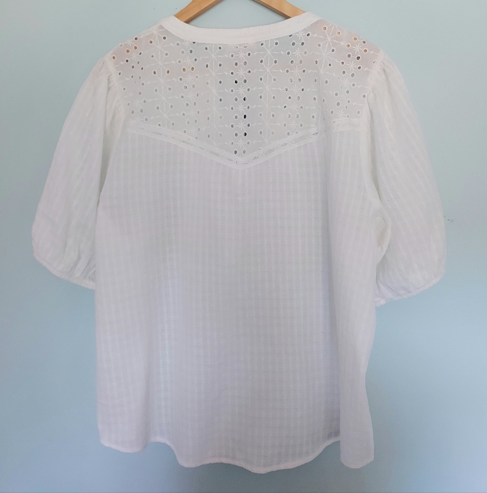 Knox Rose Target White Puff Sleeve Popover Blouse Top Size XL NEW NWT - Picture 10 of 14